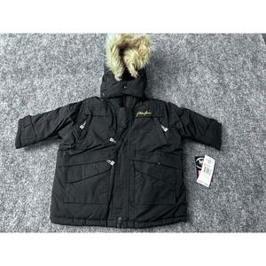 Phat‎ Farm Vintage Black Parka Jacket Fur Hood Winter Toddler Baby Size 6-12M